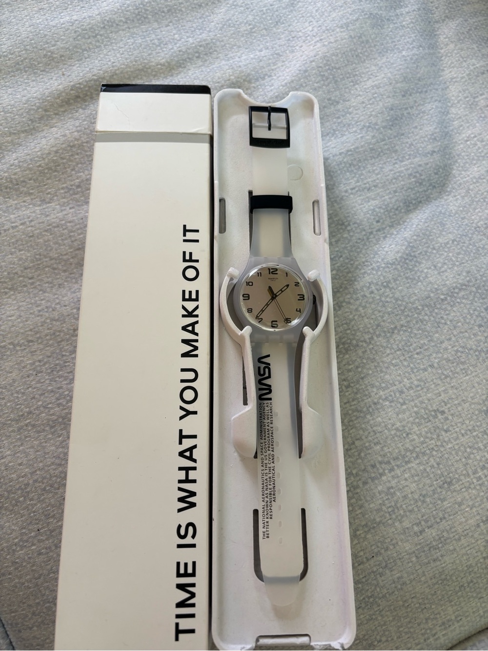 Swatch White and Black NASA Silicone Men's Watch